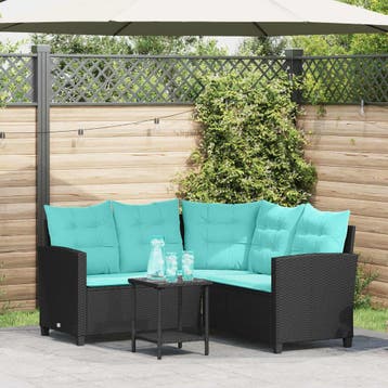 vidaXL Tuin Sofa 2 st 5-Aantal zitplaatsen Zwart en Turkoois, Tuin en Terras, Verzenden, Nieuw
