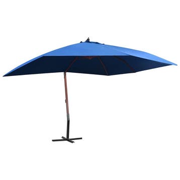 vidaXL Zweefparasol met houten paal 400x300 cm blauw, Verzenden, Nieuw