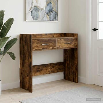vidaXL Wandtafel Gerookt eiken 90 x 35 x 80 cm Bewerkt hout, Maison & Meubles, Verzenden