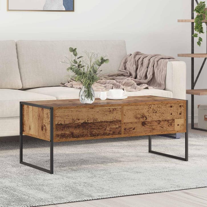 vidaXL Salontafel Oud Hout 100 x 46 x 40 cm Bewerkt hout, Huis en Inrichting, Tafels | Salontafels, Nieuw, Verzenden