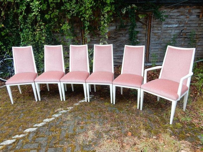 Chaise de salle à manger (6) - Bois, Pluche - Ensemble de, Maison & Meubles, Maison & Meubles | Autre
