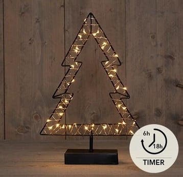 Metalen frame kerstboom met ledlichtjes 24x35,5 cm 40 led