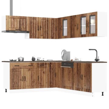 vidaXL 11-delige Keukenkastenset Lucca bewerkt hout oud, Verzenden, Nieuw