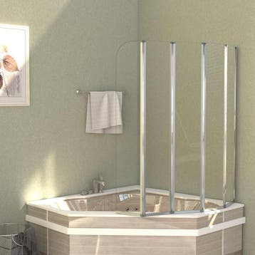 vidaXL Badwand 120x140 cm gehard glas transparant, Doe-het-zelf en Bouw, Verzenden, Nieuw