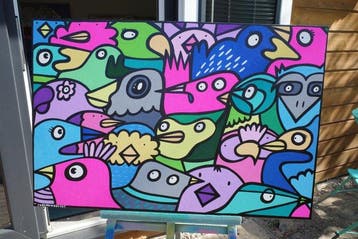 Kev Munday - Cheerful Birds, Antiek en Kunst