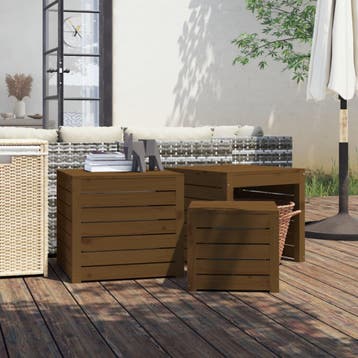 vidaXL 3-delige Tuinboxset massief grenenhout honingbruin, Verzenden, Nieuw