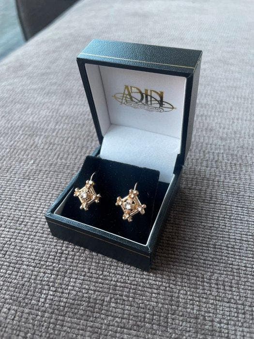 Oorbellen - 18 karaat Geel goud - Vintage antiek 1900, Handtassen en Accessoires, Oorbellen