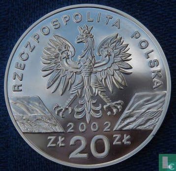 Polen 20 zlotych 2002 (PROOF) European pond turtles, Verzenden, Overige landen, Losse munt, Goud