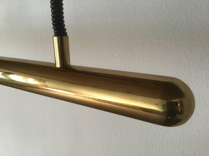 Hangende plafondlamp - Messing - Neon-trekpendellamp, Antiek en Kunst, Antiek | Verlichting