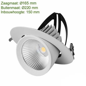 LED Inbouw Downlight 40W Kantelbaar 165mm 3600lm Euro, Verzenden, Nieuw, Overige materialen