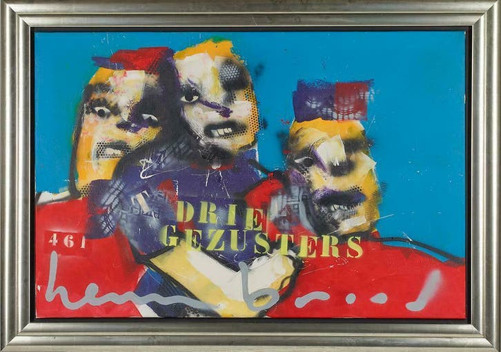 Herman Brood origineel Schilderij: Drie Gezusters, Antiek en Kunst, Kunst | Schilderijen | Abstract, Ophalen of Verzenden