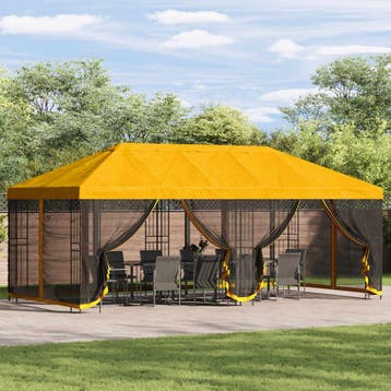 vidaXL Paviljoen met zijwanden 6 x 3 m Geel Polyester en, Verzenden, Nieuw