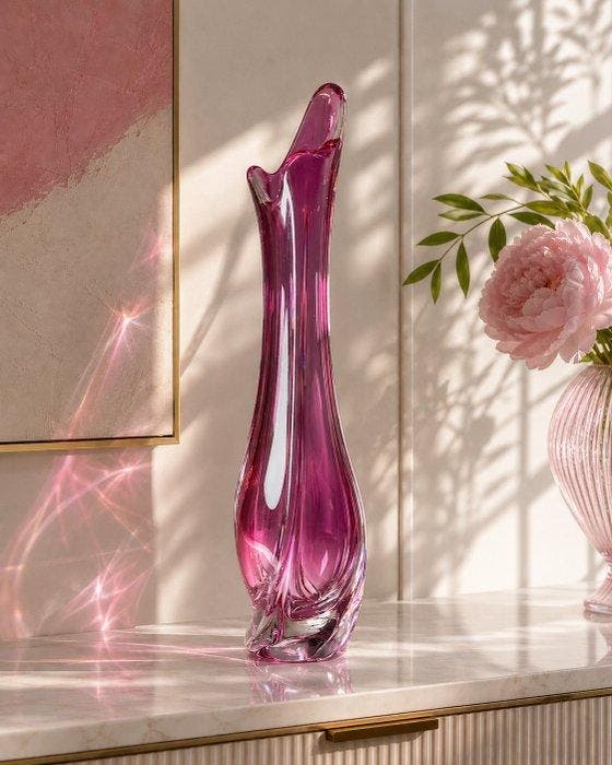 Val Saint Lambert - René Delvenne - Vaas - Méduse - Kristal, Antiquités & Art, Antiquités | Verre & Cristal