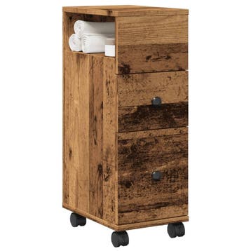 vidaXL Badkamerkast smal met wielen bewerkt hout oud, Verzenden