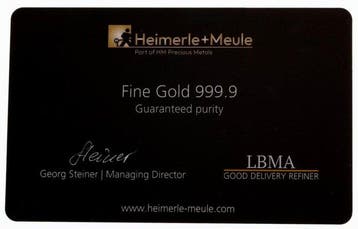 1/100 Ounce - Or .999 - Heimerle + Meule, Germany - Avec