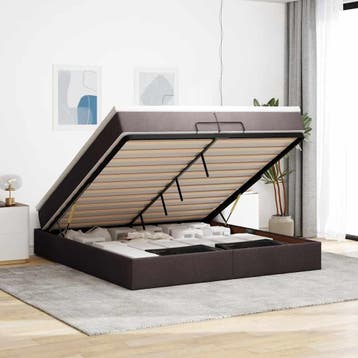 vidaXL Ottoman bed met matrassen 200x200cm stof donkerbruin, Verzenden, Nieuw