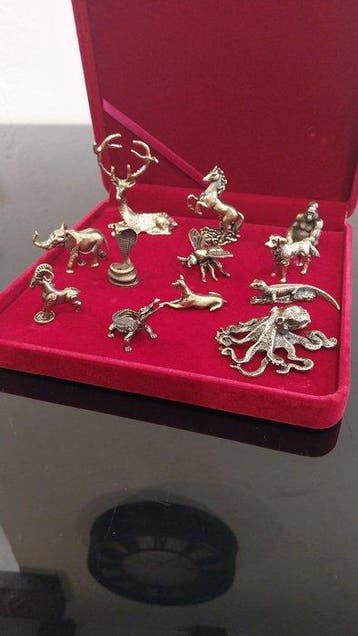Porte couteau (12) - animaux exotiques - Laiton doré