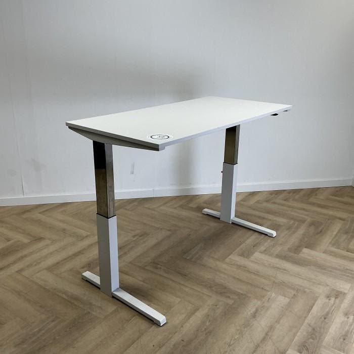 Steelcase  zit-sta bureau (met gasveer) 160x80,  licht-grijs, Maison & Meubles, Bureaux