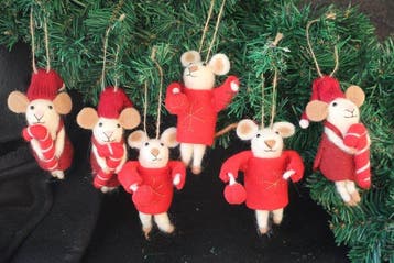 Stichting Epric: kerstmuisjes, 2x 3, met zuurstok en