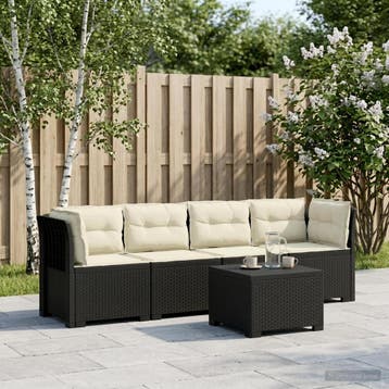 vidaXL 4-Zits Tuin Sofa met Kussens Rieten Look PP Antraciet, Verzenden, Nieuw