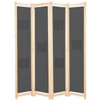 vidaXL Kamerscherm met 4 panelen 160x170x4 cm stof grijs, Verzenden