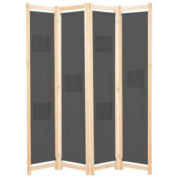 vidaXL Kamerscherm met 4 panelen 160x170x4 cm stof grijs, Verzenden, Nieuw