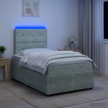 vidaXL LED Boxspringbed met Matras Lichtgrijs 120 x 190 cm, Huis en Inrichting, Verzenden, Nieuw