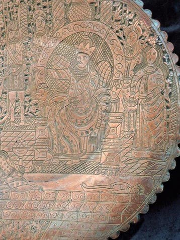 Wanddecoratie - Europa - Koperkleurige metalen plaat, Antiek en Kunst
