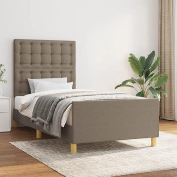 vidaXL Bedframe zonder matras 90x200 cm stof taupe, Verzenden