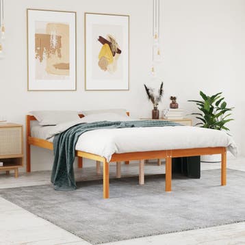 vidaXL Seniorenbed 135x190 cm massief grenenhout wasbruin, Huis en Inrichting, Slaapkamer | Bedden, Verzenden, Nieuw