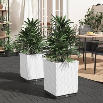 vidaXL Plantenbakken 2 st 30x30x37 cm polypropeen wit, Verzenden