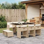 vidaXL 11-delige Tuinset met kussens poly rattan beige, Verzenden, Nieuw, Tuinset