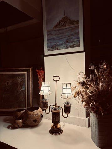 Lampe de table - Porcelaine, Laiton