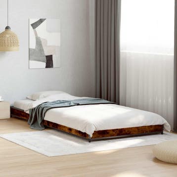 vidaXL Bedframe Gerookt eiken 80 x 200 cm Bewerkt hout, Verzenden, Nieuw
