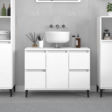 vidaXL Wastafelkast 80x33x60 cm bewerkt hout wit, Verzenden, Nieuw