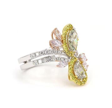 Statement ring - 18 karaat Witgoud - 1.98ct. tw. Gemengde