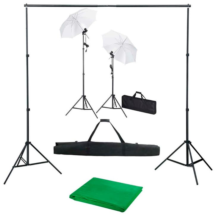 vidaXL Fotostudioset met achtergrond, lampen en paraplus, Audio, Tv en Foto, Fotografie | Fotostudio en Toebehoren, Nieuw, Verzenden