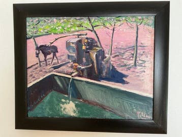 Ruurd Elzer (1915-1995) - Ezeltje bij waterpomp op Mallorca