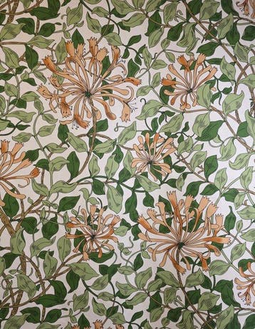 Stof William Morris “Honeysuckle” kamperfoeliestijl –