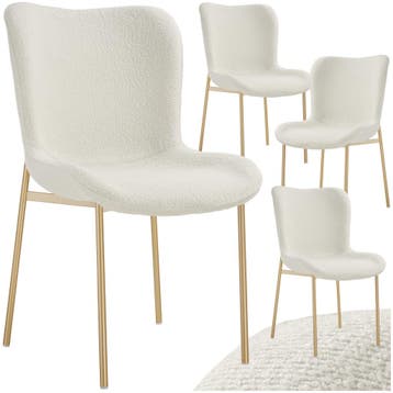 Gestoffeerde stoel Tessa - Bouclé wit/goud, Set van 4, Maison & Meubles, Verzenden