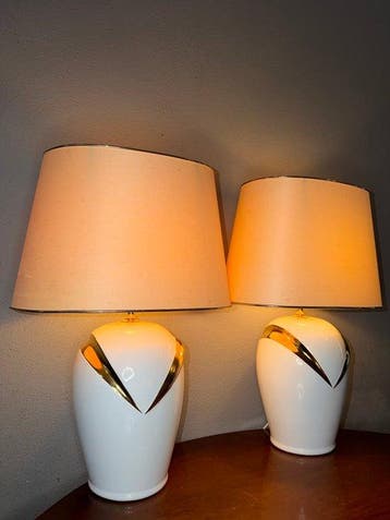 Chique heigh-end lamps - Tafellamp (2) - Keramiek, Textiel -