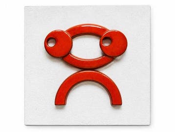 Reliëf, Smile - 40 cm - Keramiek, MDF - 1970