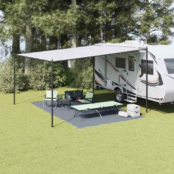 vidaXL Tenttapijt Blauw en Grijs 500 × 300 cm Polyetheen, Caravanes & Camping, Accessoires de tente, Verzenden