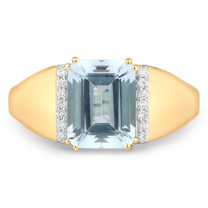 Bague - 14 carats Or jaune - 2.05ct. tw. Aigue-marine -, Bijoux, Sacs & Beauté, Bagues
