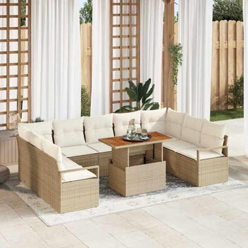 vidaXL Tuinbank Set 10 st 9-Aantal zitplaatsen Beige en, Tuin en Terras, Verzenden, Nieuw