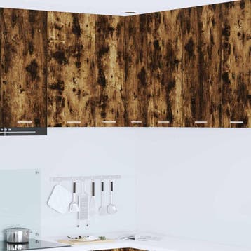 vidaXL Hangkast Gerookte Eik en Wit 57 x 57 x 80 cm Bewerkt, Verzenden