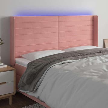 vidaXL Hoofdbord LED 163x16x118/128 cm fluweel roze, Verzenden, Nieuw