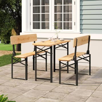 vidaXL 3-delige Biertafelset inklapbaar massief vurenhout, Tuin en Terras, Verzenden, Nieuw