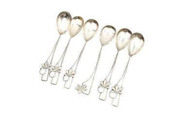 Lepel (6) - .833 zilver - Zes koffielepels, Antiek en Kunst