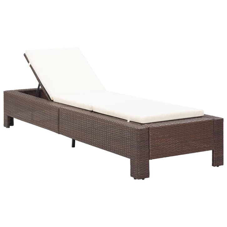 vidaXL Ligbed met kussen poly rattan bruin, Jardin & Terrasse, Chaises longues, Envoi